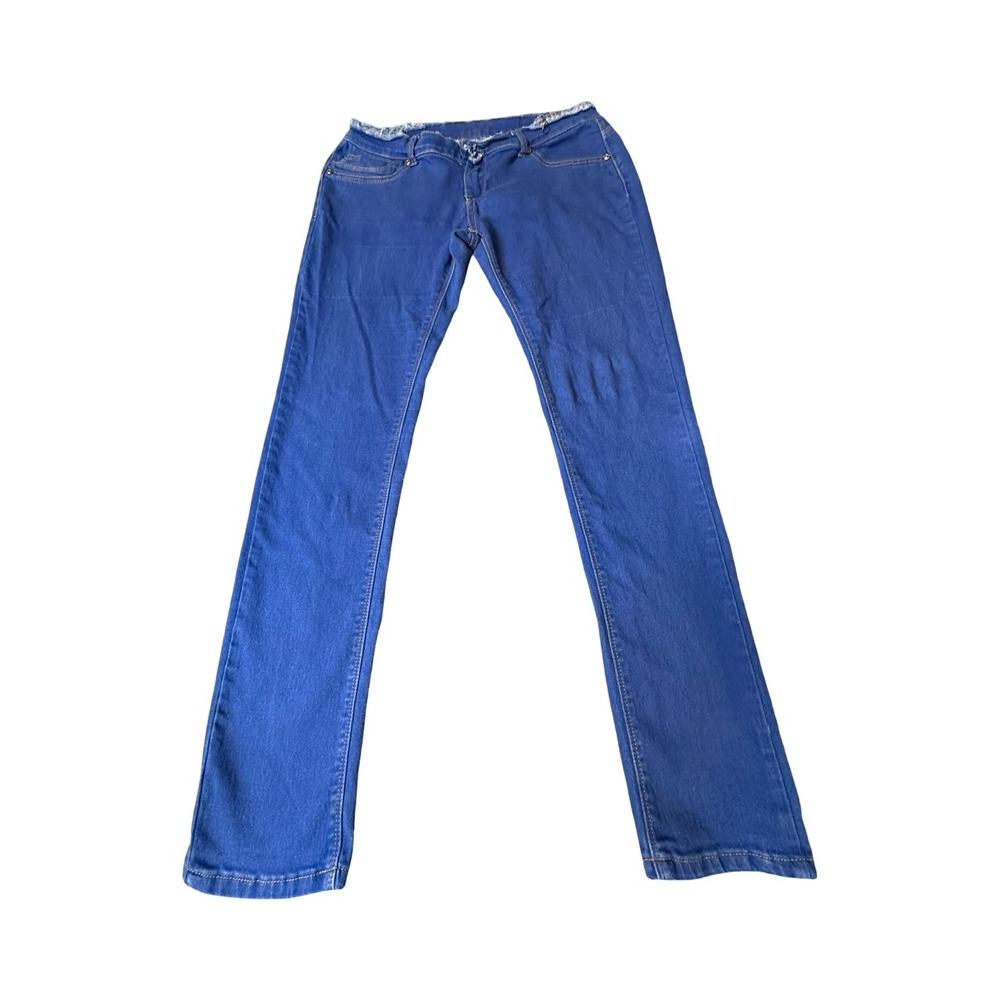 Unbranded Skinny Jeans Womens 15 Blue Low Rise Frayed Waist Slim Fit Denim Pants